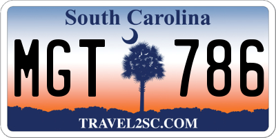 SC license plate MGT786