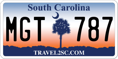 SC license plate MGT787