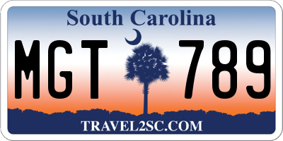 SC license plate MGT789