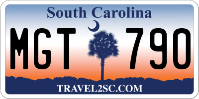 SC license plate MGT790