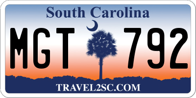 SC license plate MGT792