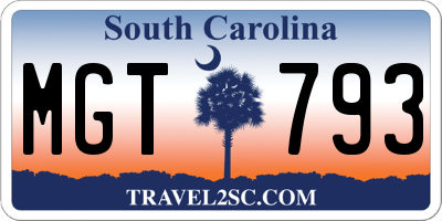 SC license plate MGT793