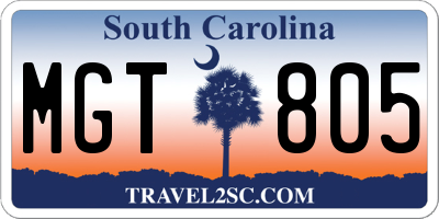 SC license plate MGT805