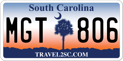 SC license plate MGT806