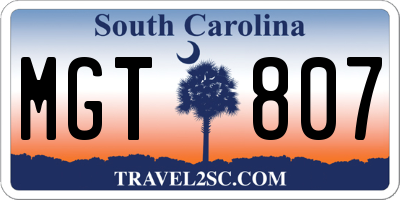 SC license plate MGT807