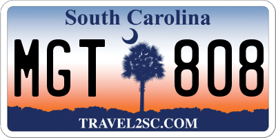 SC license plate MGT808