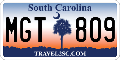 SC license plate MGT809