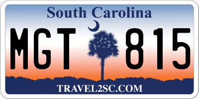 SC license plate MGT815