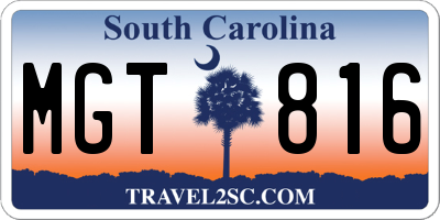 SC license plate MGT816