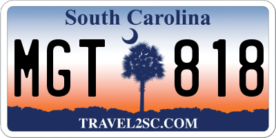 SC license plate MGT818