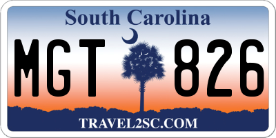 SC license plate MGT826