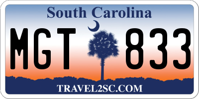 SC license plate MGT833