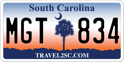 SC license plate MGT834