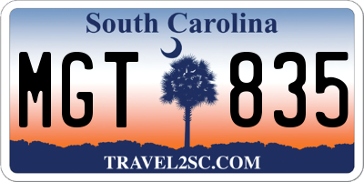 SC license plate MGT835