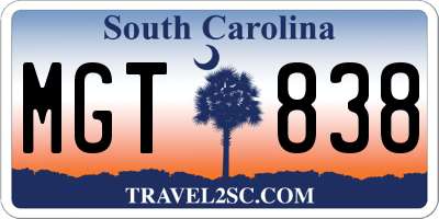 SC license plate MGT838