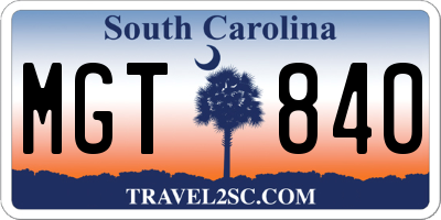 SC license plate MGT840