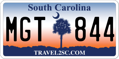SC license plate MGT844