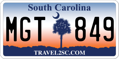 SC license plate MGT849