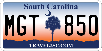 SC license plate MGT850