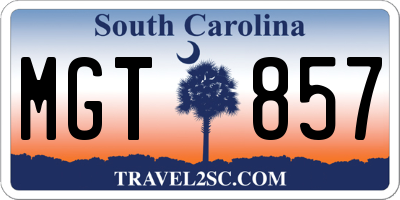 SC license plate MGT857