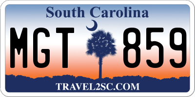 SC license plate MGT859