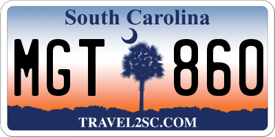 SC license plate MGT860