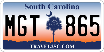 SC license plate MGT865