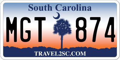 SC license plate MGT874