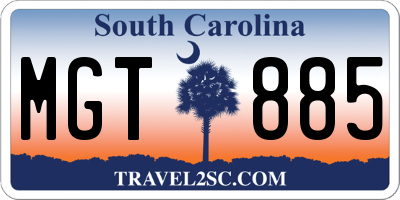 SC license plate MGT885