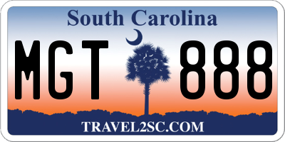 SC license plate MGT888
