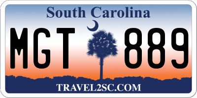 SC license plate MGT889