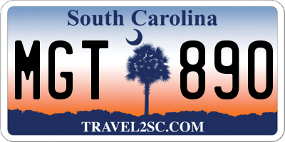 SC license plate MGT890