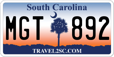 SC license plate MGT892