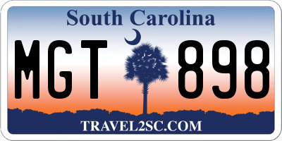 SC license plate MGT898