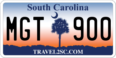 SC license plate MGT900