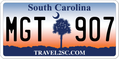 SC license plate MGT907