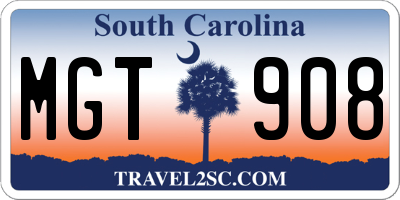 SC license plate MGT908