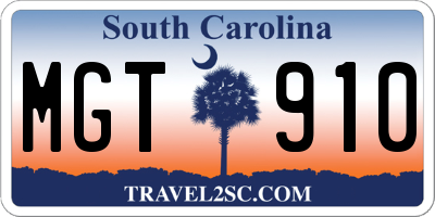 SC license plate MGT910