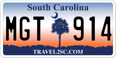 SC license plate MGT914