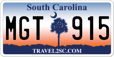 SC license plate MGT915