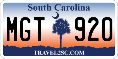 SC license plate MGT920