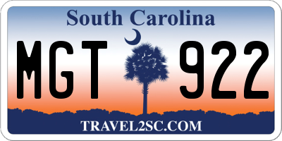 SC license plate MGT922