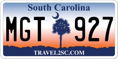 SC license plate MGT927