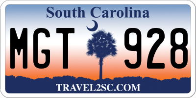SC license plate MGT928