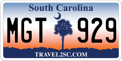 SC license plate MGT929