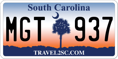 SC license plate MGT937