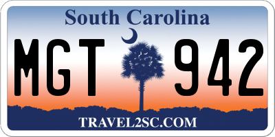 SC license plate MGT942