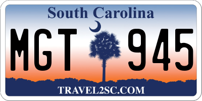 SC license plate MGT945