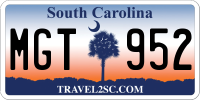 SC license plate MGT952