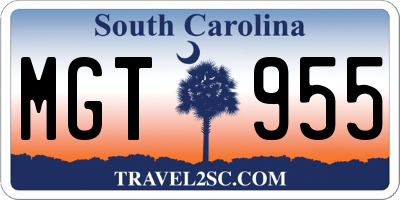 SC license plate MGT955